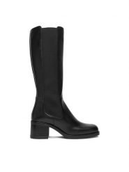 Gino Rossi Kozaki C-ELSA-24665RO Czarny. Czarne kozaki Gino Rossi, ze skóry, bez obcasa, na słupku, bez zapięcia. Za 479.99 zł.