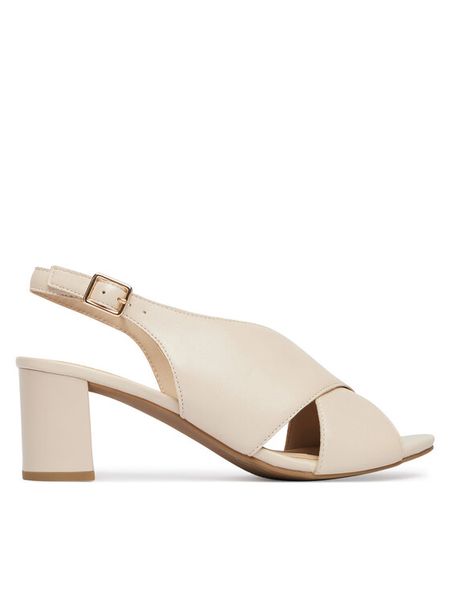 Caprice Sandały 9-28309-46 Kremowy. Białe sandały Caprice, bez wzorów, ze skóry, bez obcasa, na słupku, bez zapięcia. Za 228.99 zł.