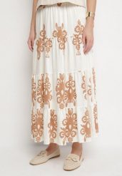 Kremowo-Beżowa Spódnica z Wiskozą Rozkloszowana w Azteckie Wzory Ramirna. Brązowe spódnice Born2be, na co dzień, uniwersalny, bez wzorów, z wiskozy, eleganckie, maxi, proste. Za 84.99 zł.