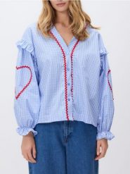 Koszula z kontrastową wstawką - jasnoniebieski. Niebieskie koszule Reserved, l, bez wzorów, z bawełny, bez kołnierzyka, bez ramiączek. Za 139.99 zł.