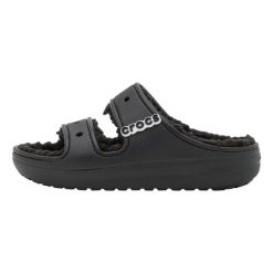Klapki damskie Crocs Classic Cozzzy Sandal. Czarne klapki Crocs, bez wzorów, z gumy, bez obcasa. Za 206.25 zł.
