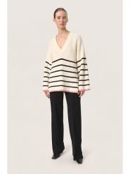 Soaked in Luxury Sweter w kolorze kremowo-czarnym rozmiar: L. Brązowe swetry Soaked in Luxury, l, bez wzorów, ze splotem, bez ramiączek. Za 208.45 zł.