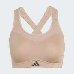 Biustonosz treningowy TLRD Impact o mocnym wsparciu. Brązowe bielizna sportowa Adidas, plus size, bez wzorów, z materiału. W wyprzedaży za 207.20 zł.