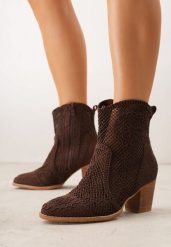 Brązowe Botki Kowbojki VICES na Stożku z Ażurową Cholewką Azivessa. Brązowe botki Born2be, na wiosnę, w ażurowe wzory, z jeansu, bez obcasa, na obcasie, bez zapięcia. Za 149.99 zł.