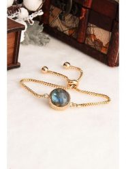 Pierres delicates Pozłacana bransoletka z labradorytami rozmiar: onesize. Szare bransoletki Pierres delicates, z labradorytem, pozłacane. Za 74.46 zł.