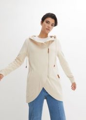 Bluza rozpinana z kapturem. Brązowe bluzy sportowe bonprix, bez wzorów, z kapturem. Za 149.99 zł.