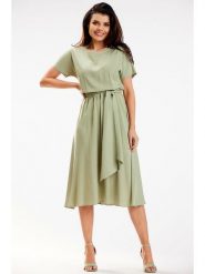 Awama Sukienka w kolorze khaki rozmiar: XL. Brązowe sukienki Awama, xl, bez wzorów, z tkaniny, bez kołnierzyka, bez ramiączek, midi. Za 101.23 zł.
