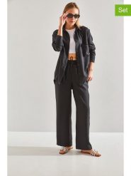 Bianco Lucci 2-częściowy zestaw w kolorze czarnym rozmiar: XL. Czarne spodnie materiałowe Bianco Lucci, na co dzień, xl, bez wzorów, z bawełny. Za 104.99 zł.