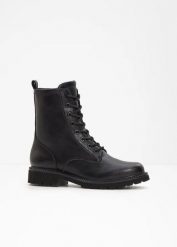 Botki sznurowane Tamaris. Czarne botki bonprix, bez wzorów, bez obcasa, bez zapięcia. Za 269.99 zł.