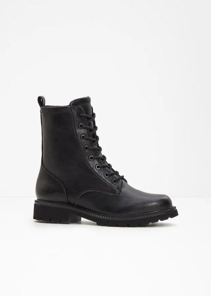 Botki sznurowane Tamaris. Czarne botki bonprix, bez wzorów, bez obcasa, bez zapięcia. Za 269.99 zł.