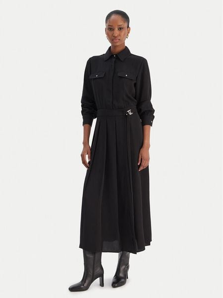 Liu Jo Sukienka koszulowa MF5145 T4241 Czarny Regular Fit. Czarne sukienki Liu Jo, bez wzorów, z syntetyku, bez kołnierzyka, bez ramiączek, koszulowe. Za 529.99 zł.