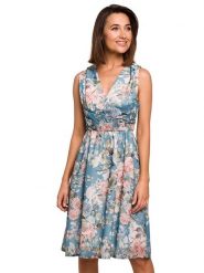Stylove Sukienka w kolorze turkusowym ze wzorem rozmiar: XL. Niebieskie sukienki Stylove, xl, bez wzorów, bez kołnierzyka, bez ramiączek, midi. Za 240.99 zł.