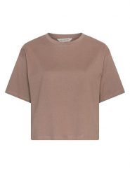 MOSS COPENHAGEN Koszulka "Leana" w kolorze szarobrązowym rozmiar: L/XL. Brązowe bluzki Moss Copenhagen, l, bez wzorów, bez kołnierzyka, bez ramiączek. Za 95.95 zł.