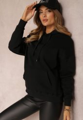 Czarna Bluza Kangurka z Polarem Monei. Czarne bluzy Renee, l, bez wzorów, z dzianiny. Za 59.99 zł.