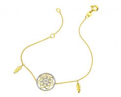 Bransoletka z żółtego złota z diamentami - łapacz snów - 0,03 ct - próba 375. Białe bransoletki Apart, z diamentem, złote. W wyprzedaży za 763.00 zł.