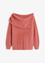 Sweter z asymetrycznym dekoltem off-shoulder. Czarne swetry bonprix, bez wzorów, bez ramiączek. Za 79.99 zł.