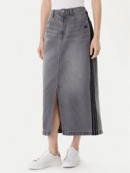 Adidas Spódnica jeansowa adicolor 3-Stripes JW2659 Szary Regular Fit. Szare spódnice Adidas, bez wzorów, z bawełny. Za 329.99 zł.