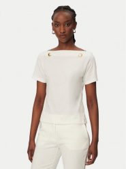 Rinascimento Bluzka CFC0128105003 Biały Regular Fit. Białe bluzki Rinascimento, l, bez wzorów, z bawełny, bez kołnierzyka, bez ramiączek. Za 229.99 zł.