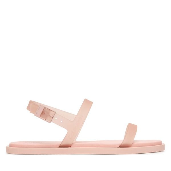 Sandały Calvin Klein. Brązowe sandały Calvin Klein, bez wzorów, bez obcasa, na płaskiej podeszwie, bez zapięcia. Za 231.99 zł.
