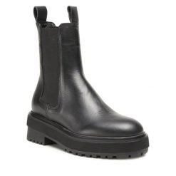 Sztyblety GINO ROSSI. Czarne botki Gino Rossi, bez wzorów, bez obcasa, na płaskiej podeszwie, bez zapięcia. Za 399.99 zł.