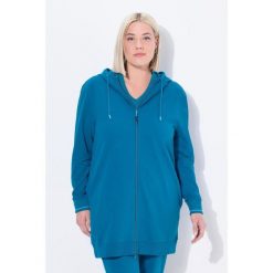 Damskie Bluza dresowa ozdobna lamówka oversize kaptur. Niebieskie bluzy sportowe Ulla Popken, plus size, bez wzorów, z bawełny, bez kaptura. W wyprzedaży za 191.99 zł.