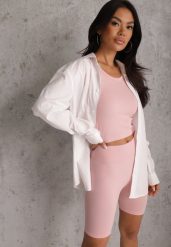 Różowe Elastyczne Szorty Biker High Waist Diovien. Czerwone szorty Renee, bez wzorów, prążkowane, z podwyższonym stanem. Za 49.99 zł.