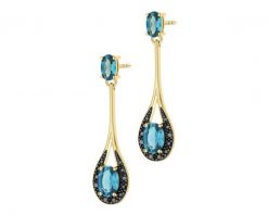 Kolczyki z żółtego złota z diamentami czarnymi i topazami London Blue - próba 585. Czarne kolczyki Apart, z diamentem, złote. Za 2,759.00 zł.