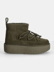 INUIKII Skórzane botki zimowe "Classic Low Platform" w kolorze khaki rozmiar: 40. Brązowe botki Inuikii, na zimę, bez wzorów, ze skóry, bez obcasa, na platformie, bez zapięcia. Za 616.40 zł.