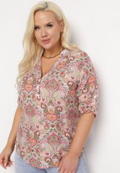 Beżowo-Pomarańczowa Wiskozowa Bluzka w Wzór Paisley z Zapięciem na Guziki i Trójkątnym Dekoltem Lorita. Brązowe bluzki Born2be, xl, bez wzorów, z wiskozy, bez kołnierzyka, bez ramiączek. W wyprzedaży za 38.49 zł.