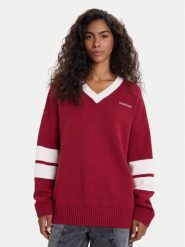 Guess Jeans Sweter 178814 Czerwony Classic Fit. Czerwone swetry Guess Jeans, l, z aplikacjami, z jeansu, bez ramiączek. Za 439.00 zł.