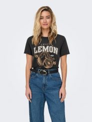 ONLY Koszulka w kolorze antracytowym rozmiar: L. Czarne bluzki Only, l, bez wzorów, z bawełny, bez kołnierzyka, bez ramiączek. Za 43.99 zł.