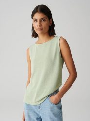 OPUS Top "Ilonki" w kolorze jasnozielonym rozmiar: 36. Zielone topy Opus, bez wzorów, bez kołnierzyka, bez ramiączek. Za 109.95 zł.