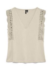 Vero Moda Bluzka w kolorze beżowym rozmiar: S. Brązowe bluzki Vero Moda, s, bez wzorów, z bawełny, bez kołnierzyka, bez ramiączek. Za 64.45 zł.