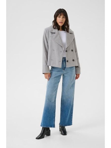 Kaffe Trencz w kolorze szarym rozmiar: 42. Szare płaszcze Kaffe, bez wzorów, bez kaptura. Za 209.82 zł.