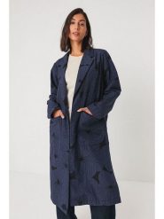 SKFK Płaszcz przejściowy "Aia" w kolorze granatowym rozmiar: S. Niebieskie płaszcze SKFK, s, bez wzorów, z bawełny, bez kaptura. Za 456.99 zł.