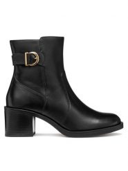 Geox Botki D Serilda 60 D56XXA 00043 C9999 Czarny. Czarne botki Geox, bez wzorów, ze skóry, bez obcasa, na słupku, bez zapięcia. Za 639.99 zł.