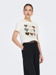 ONLY Koszulka w kolorze kremowym rozmiar: L. Brązowe bluzki Only, l, bez wzorów, z bawełny, bez kołnierzyka, bez ramiączek. Za 57.33 zł.