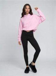 Bluza hoodie z bawełną - różowy. Czerwone bluzy Sinsay, l, bez wzorów, z bawełny, bez kaptura. Za 39.99 zł.