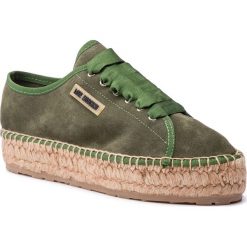 Espadryle LOVE MOSCHINO - JA10233G07JF0850 Verde. Zielone espadryle Love Moschino, bez wzorów, z materiału, bez obcasa, na koturnie, bez zapięcia. W wyprzedaży za 409.00 zł.