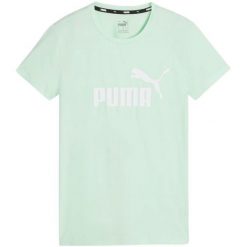 T-shirt Damski Logo Essential. Zielone t-shirty Puma, m, bez wzorów, bez kołnierzyka, bez ramiączek. Za 143.99 zł.