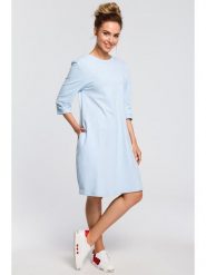 Made of emotion Sukienka w kolorze błękitnym rozmiar: S. Niebieskie sukienki Made Of Emotion, s, bez wzorów, bez kołnierzyka, bez ramiączek, midi, bombki. Za 127.99 zł.