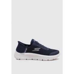 Buty sportowe Sneakersy damskie, Slip-Ins: GO WALK Flex - Grand Entry. Białe obuwie sportowe Skechers, z materiału, bez zapięcia, trekkingowe, Skechers Sport. Za 349.99 zł.