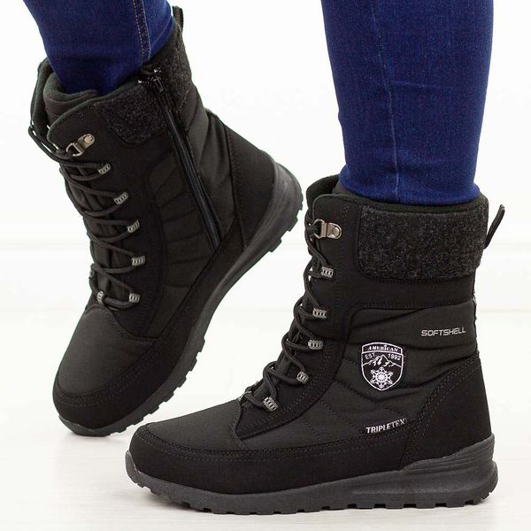 Czarne zimowe śniegowce damskie z membraną American Club Softshell Sn23/25. Czarne trapery i śniegowce American CLUB, z jeansu. W wyprzedaży za 240.87 zł.