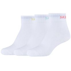 Skarpetki sportowe damskie 3PPK Wm Mesh Ventilation Quarter Socks. Białe skarpety Skechers, bez wzorów, z bawełny. Za 29.99 zł.