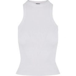 Top Z Prążkowanym Tyłem Dla Kobiet. Białe topy Urban Classics, s, bez wzorów, prążkowane, bez kołnierzyka, bez ramiączek. Za 46.99 zł.