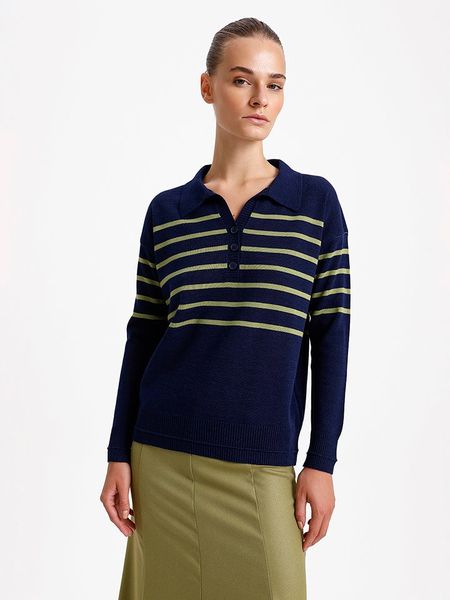 BGN Sweter w kolorze granatowo-zielonym rozmiar: 40. Niebieskie swetry BGN, bez wzorów, z wełny, bez ramiączek. Za 109.00 zł.