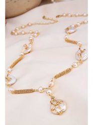 Pierres delicates Pozłacany naszyjnik z perłami - dł. 70 cm rozmiar: onesize. Białe naszyjniki Pierres delicates, z perłą, pozłacane. Za 182.72 zł.