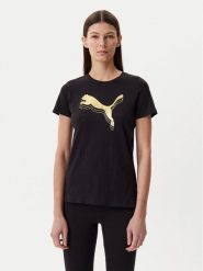 Puma T-Shirt Essentials Metallic 684995 Czarny Regular Fit. Czarne t-shirty Puma, l, bez wzorów, z bawełny, bez kołnierzyka, bez ramiączek. Za 59.99 zł.