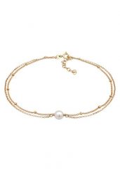 Elli Damska bransoletka na kostkę warstwowa kulki z perłą z muszli w srebrze próby 925 Sterling Silver pozłacana Bransoletki na nogę 1 ct Damski. Szare bransoletki Elli, z perłą, pozłacane. Za 203.99 zł.