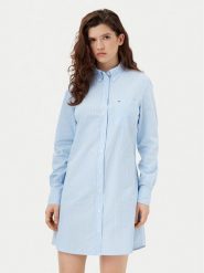 Tommy Jeans Sukienka koszulowa DW0DW20334 Niebieski Regular Fit. Niebieskie sukienki Tommy Jeans, xxs, bez wzorów, z bawełny, bez kołnierzyka, bez ramiączek, koszulowe. Za 259.99 zł.